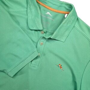 TOMMY‎ BAHAMA Mens Polo Shirt Large Green Supima Cotton Marlin Logo Island